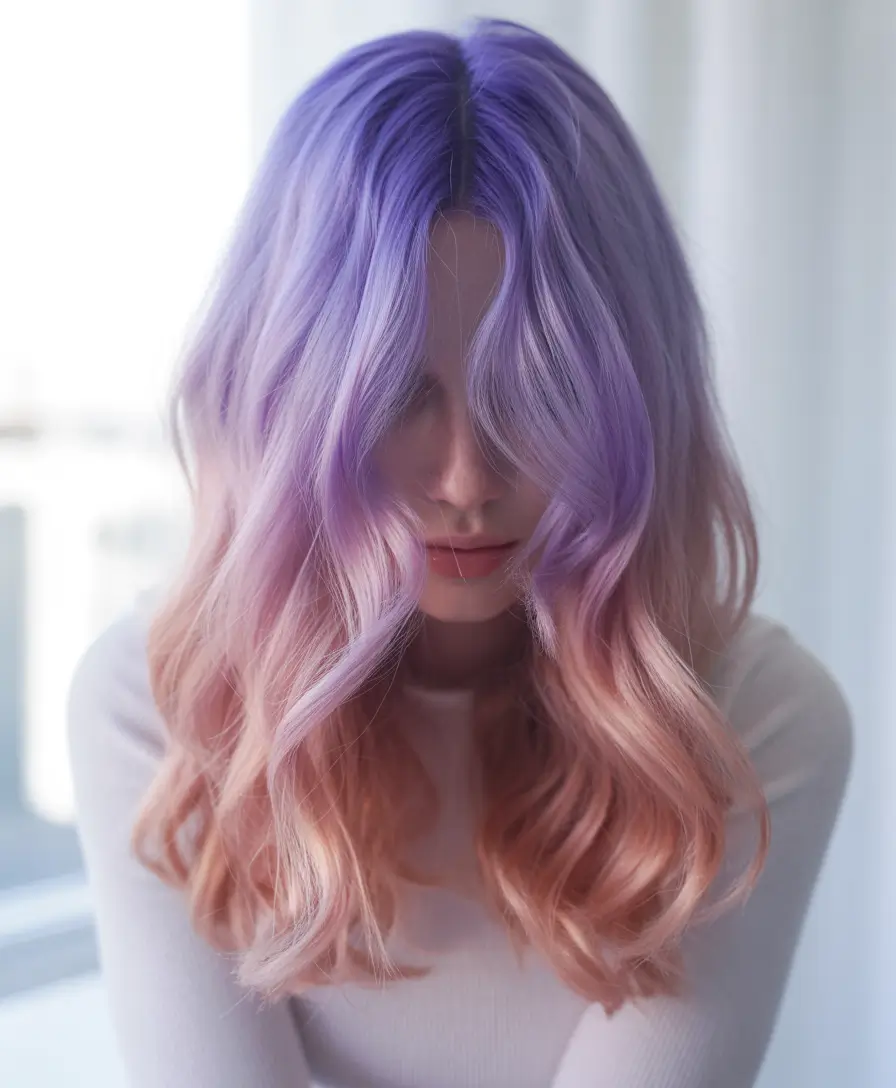 spring Hair Color Ideas to Look Younger Lavender to Peach Dream Melt with Soft Volume