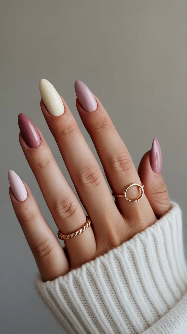 spring nails acrylic Elegant Neutral Pastel Almond Nails for Timeless Spring Style