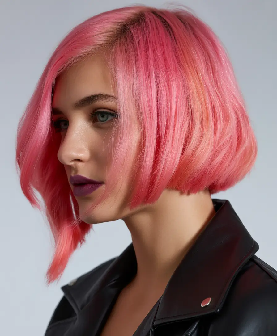spring bob haircut The Hot Pink Bob With a Punk-Leaning Edge
