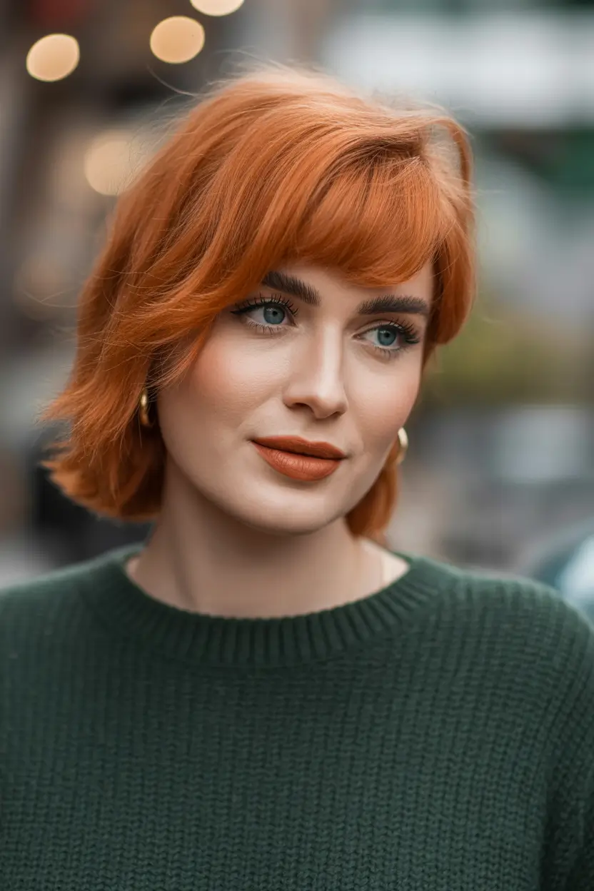 spring bob haircut The Copper Shaggy Bob With Soft Fringe
