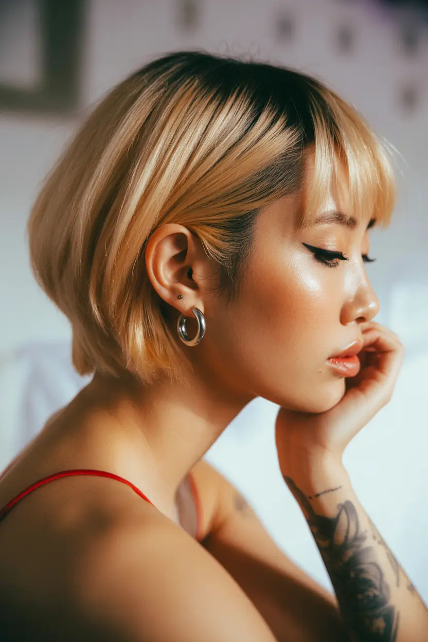 spring bob haircut The Warm Blonde Layered Bob With Soft Fringe