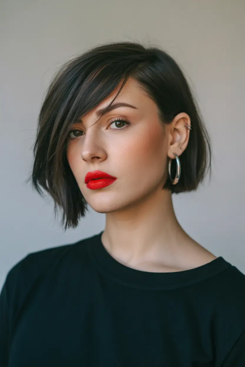 spring bob haircut The Asymmetrical Dark Bob With Side Drama
