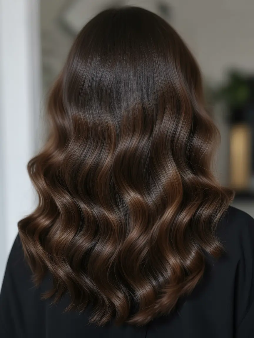 playful spring hair color for dark skin 2026 Silky Dark Brown Gloss With a Luxe Finish
