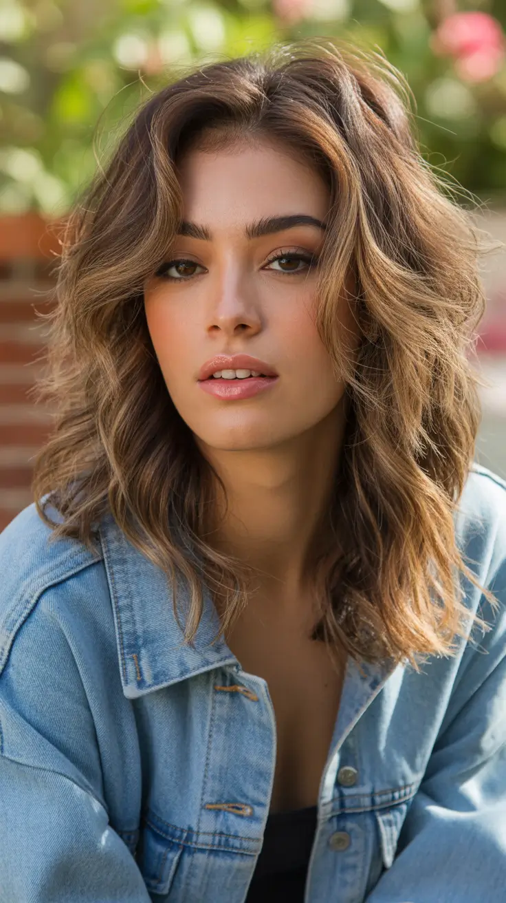 spring shag hairstyle Sunlit Texture - Medium Wavy Shag with Natural Volume