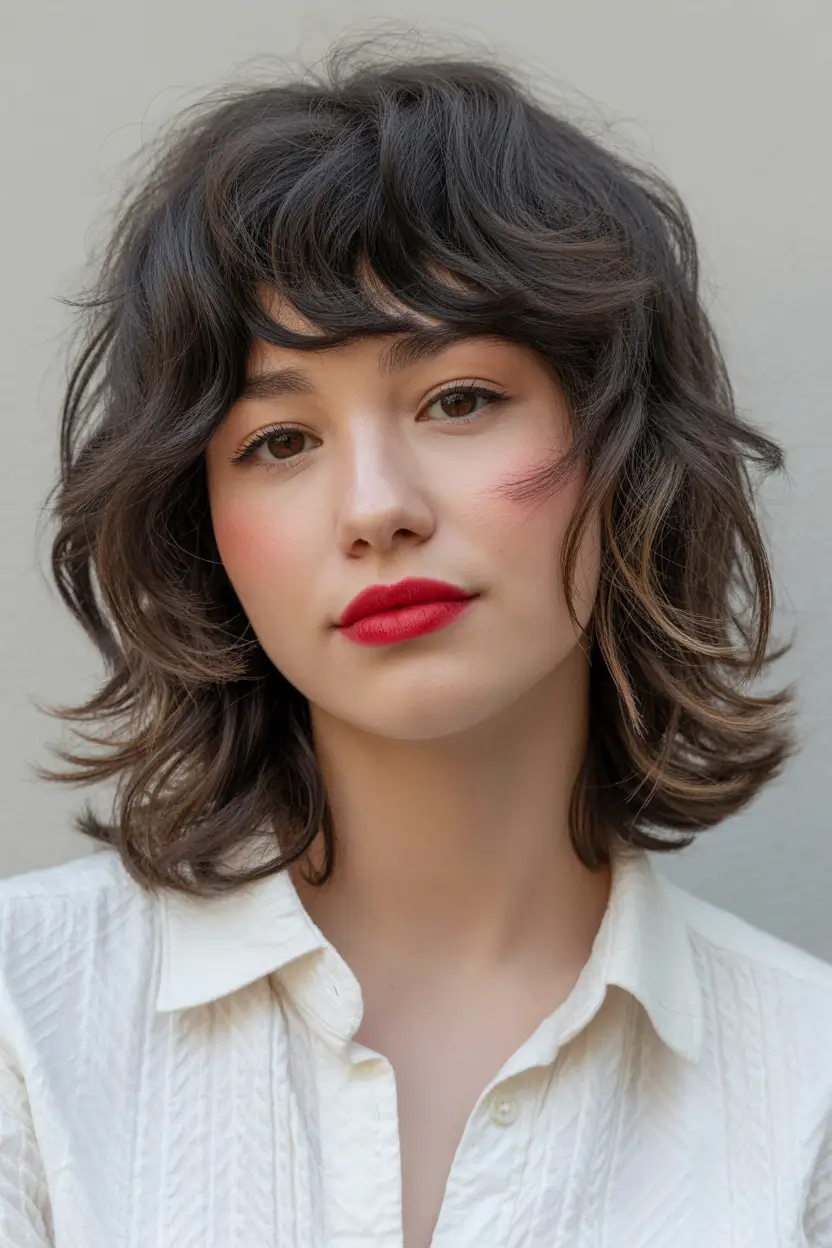 spring shag hairstyle French Girl Softness - Short Wavy Shag with Romantic Texture