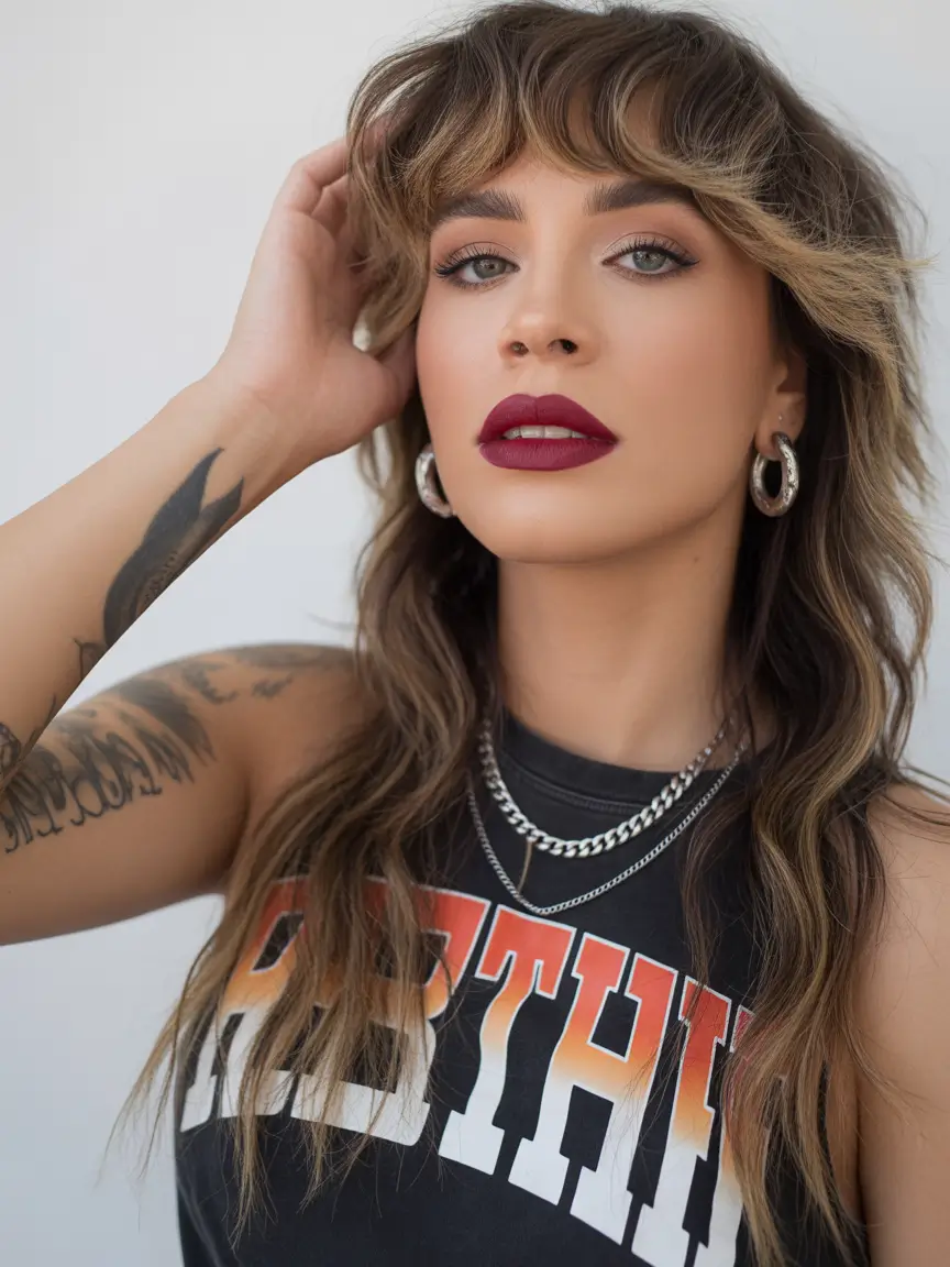 spring shag hairstyle Rockstar Layers - Long Shag with Statement Makeup and Texture