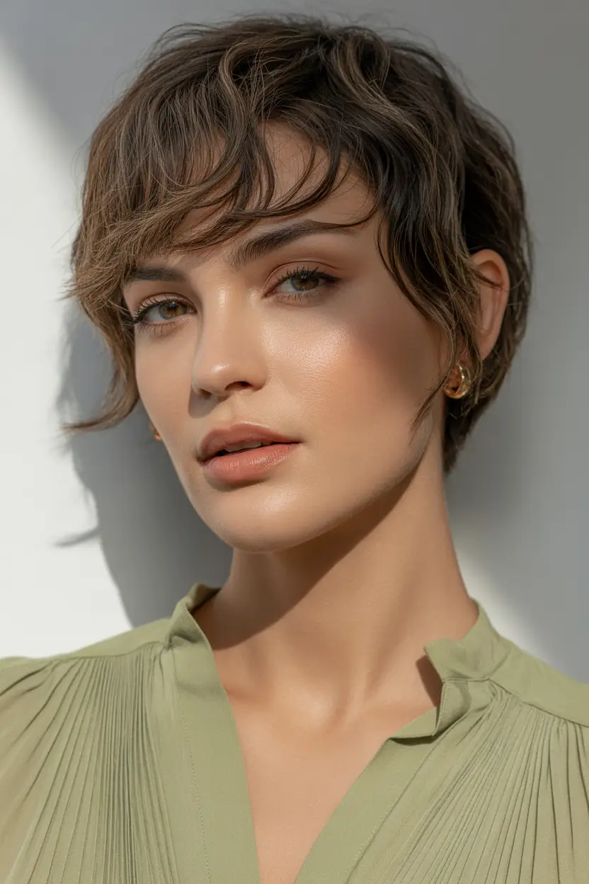 spring short haircut Natural Textured Pixie With Lived-In Waves