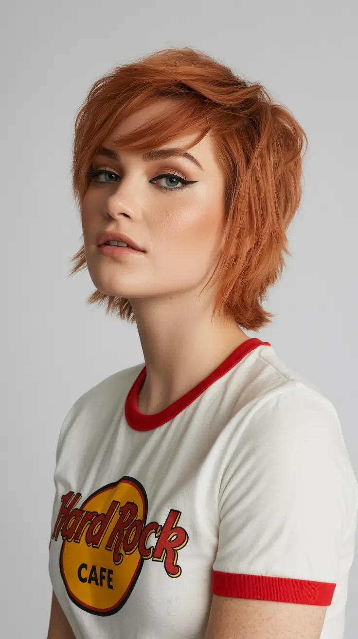 spring short haircut Copper Shag Pixie With Retro Wolf Energy