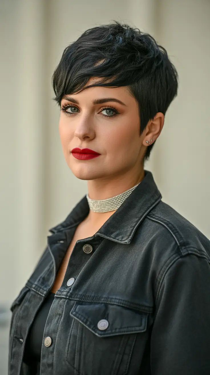 spring short haircut Jet Black Pixie With Sleek Drama And Clean Lines
