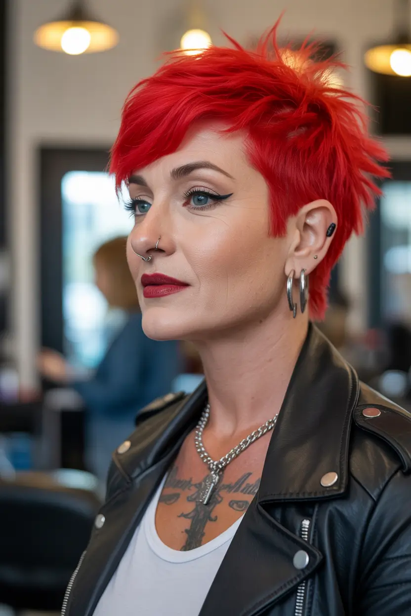 spring short haircut Textured Red Pixie With Modern Wolf Attitude