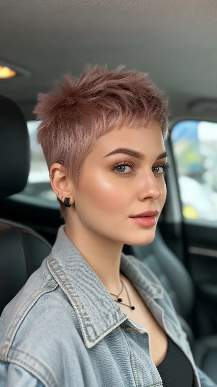 spring short Hairstyles Rose Quartz Pixie With Soft Spikes