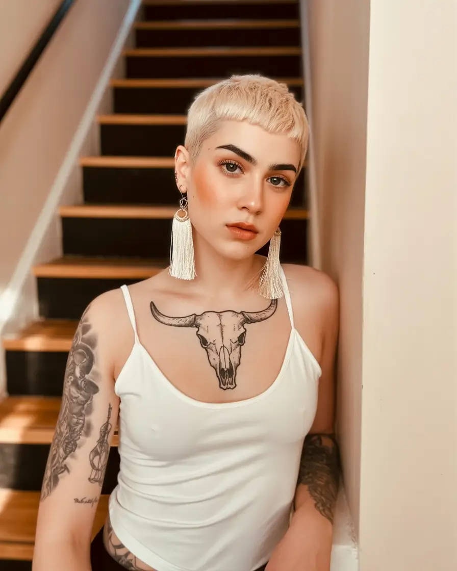 spring short Hairstyles Soft Blonde Micro Fringe Crop