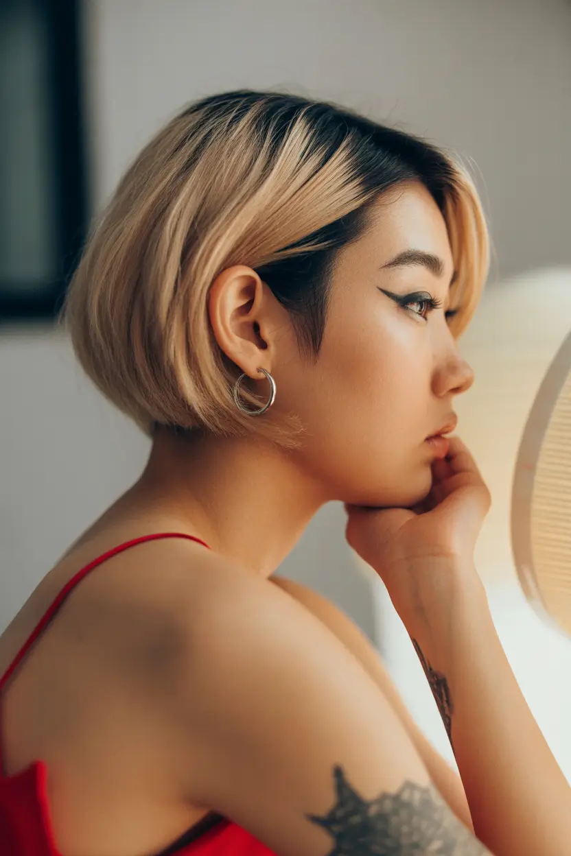 spring short Hairstyles Honey Bronde Chin-Length Bob With Shadow Root Depth