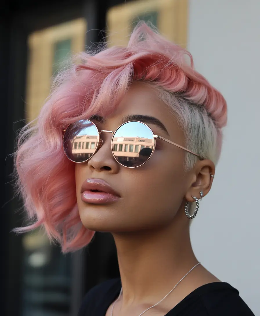 spring short Hairstyles Asymmetrical Cotton-Candy Undercut Bob
