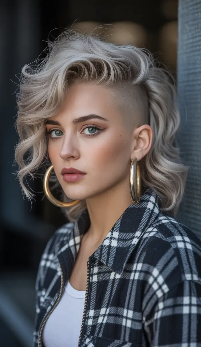 spring short Hairstyles Silver Smoke Undercut With Sculpted Waves