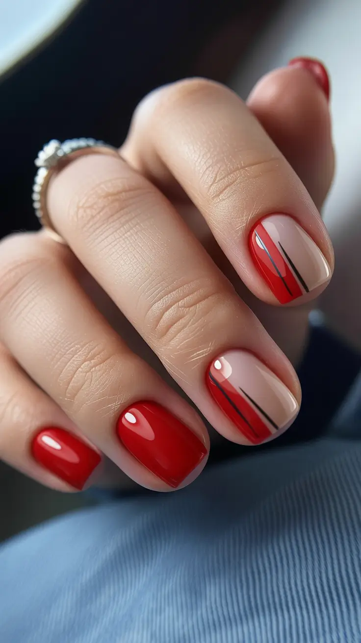 spring break nails Minimal Red Graphic Square Nails For A Modern Edge