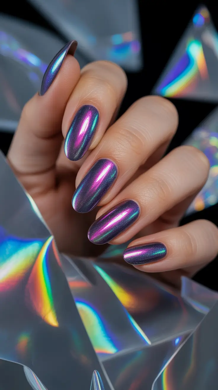 spring break nails Chrome Aurora Nails That Catch Every Ray of Light