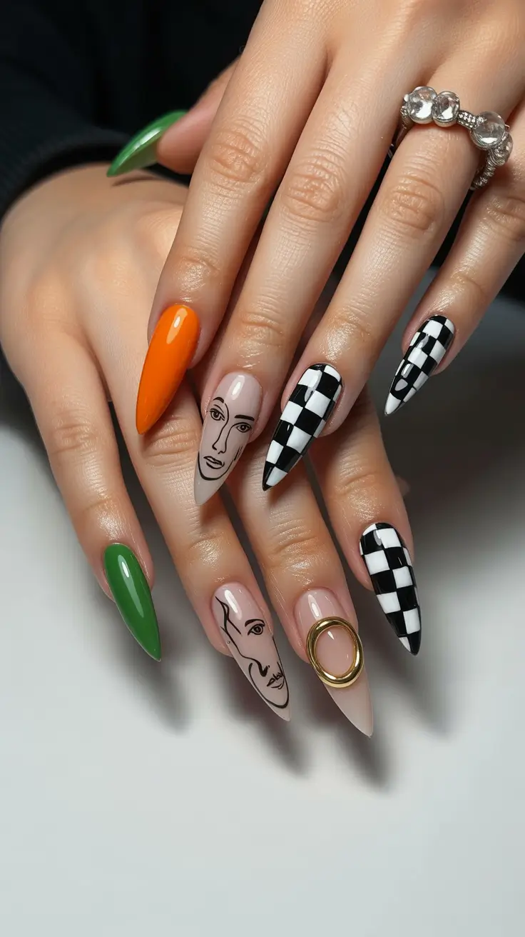 spring stiletto nails Modern Art Gallery Nails with Graphic Expression