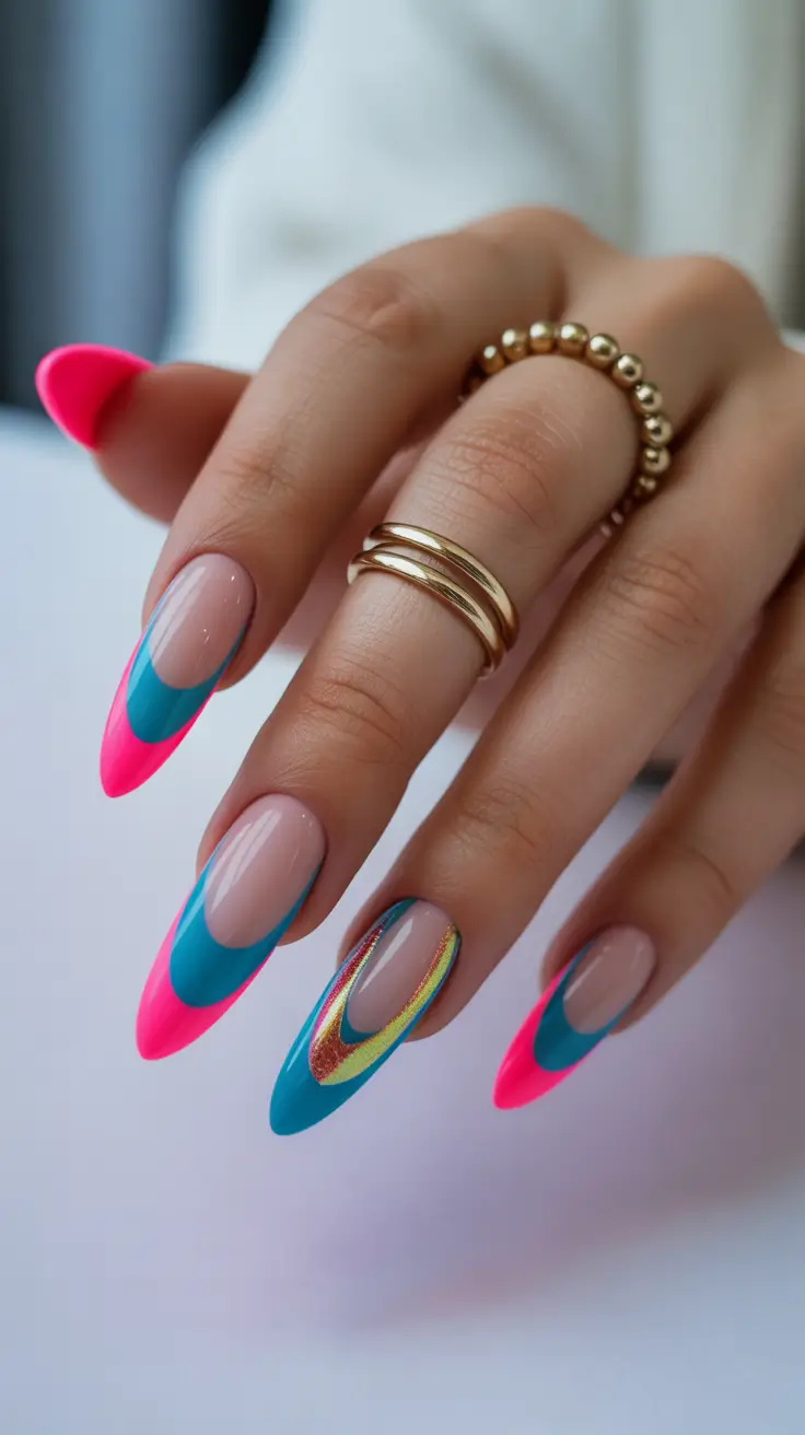 spring stiletto nails Luxury Gold and White Statement Stiletto Nails