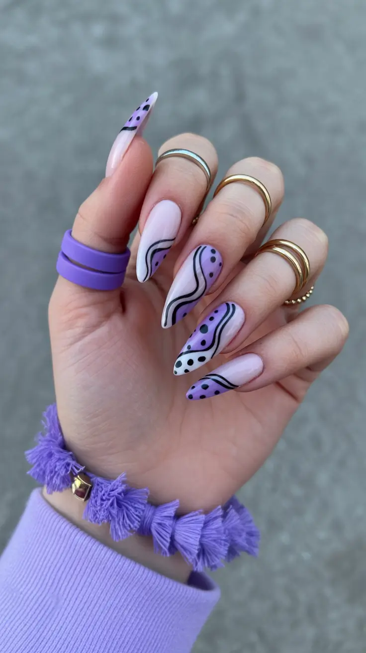 spring stiletto nails Lavender Wave Art That Feels Like Spring Movement