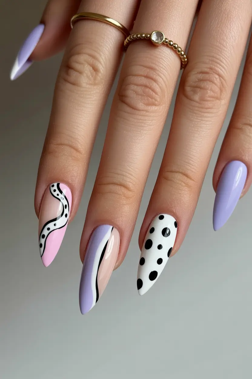 spring stiletto nails Graphic Pastel Mix for Playful Creative Expression