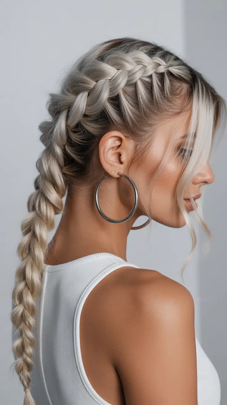 spring braids hairstyle Platinum Side Braid with Loose Low Plait