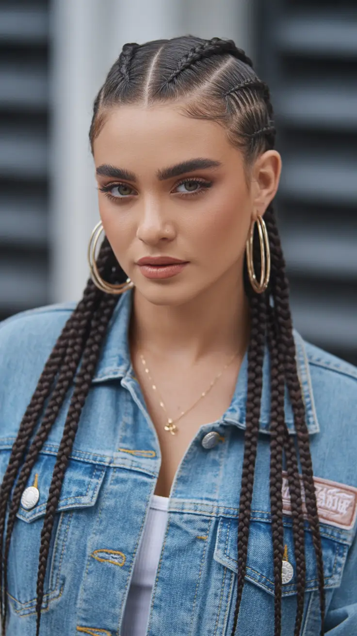 spring braids hairstyle Short Box Braids with Crisp Center Part