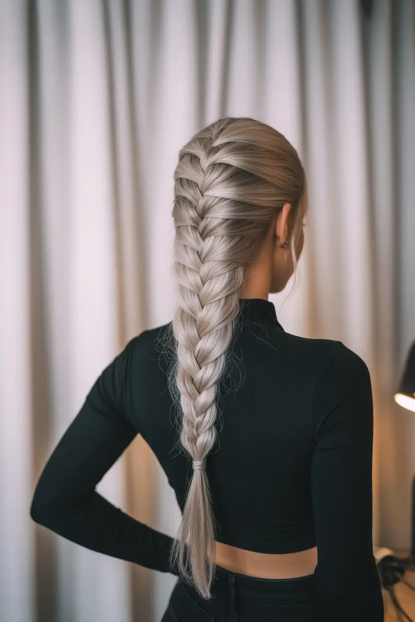 spring braids hairstyle Silver Fishtail Braid with a Sleek Athletic Finish
