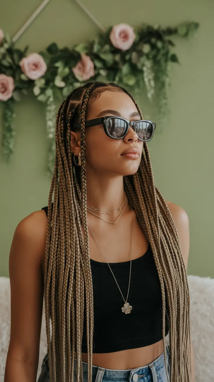 spring braids hairstyle Long Boho Knotless Braids with a Soft Glam Vibe