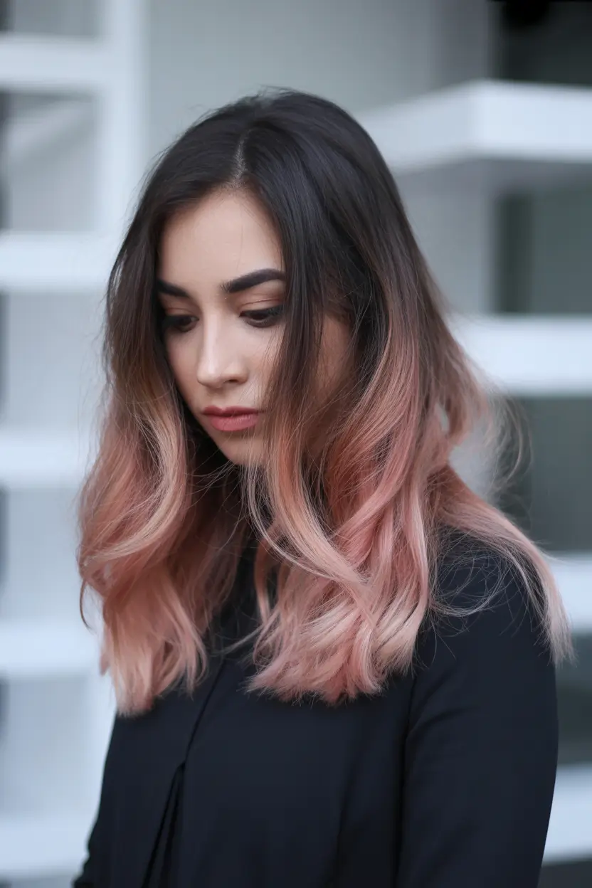 spring balayage hair color ideas Soft Rosé Ombre Balayage with Natural Depth