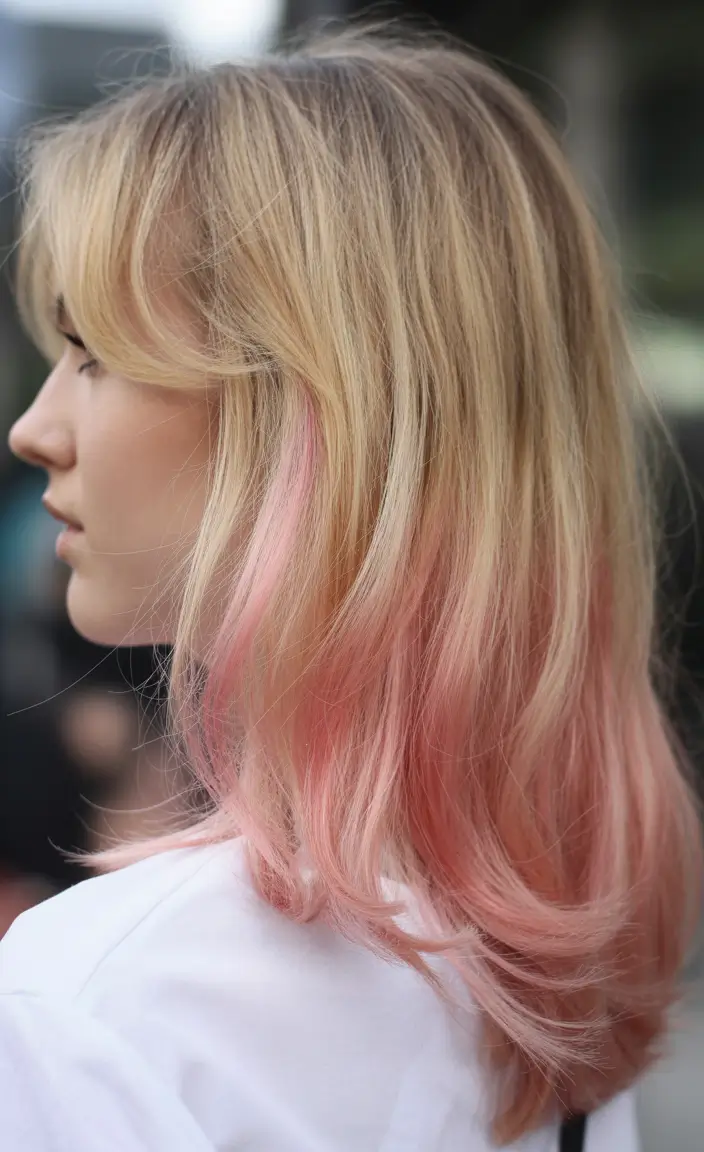 spring balayage hair color ideas Blonde Balayage with Peachy Soft Ends