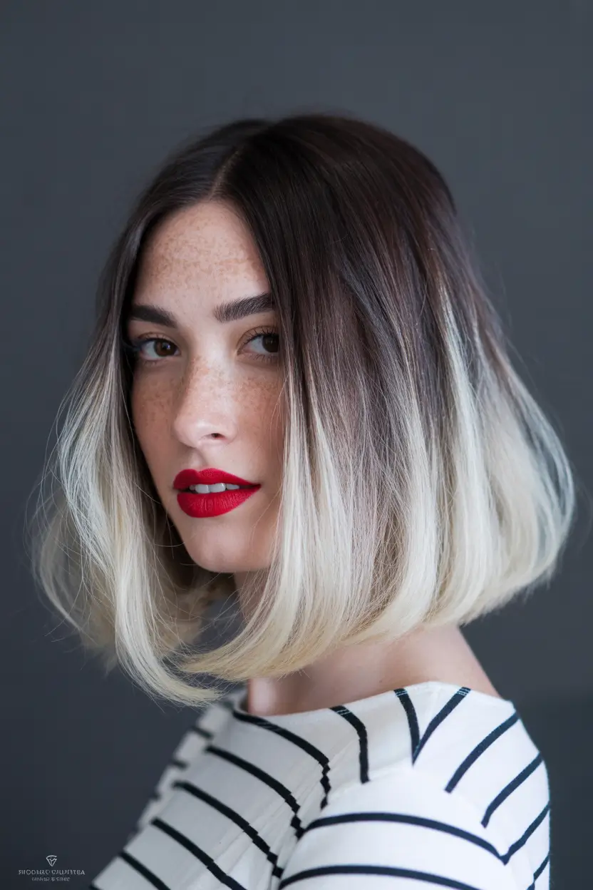 spring balayage hair color ideas Soft Bob Balayage with Clean Blonde Gradient