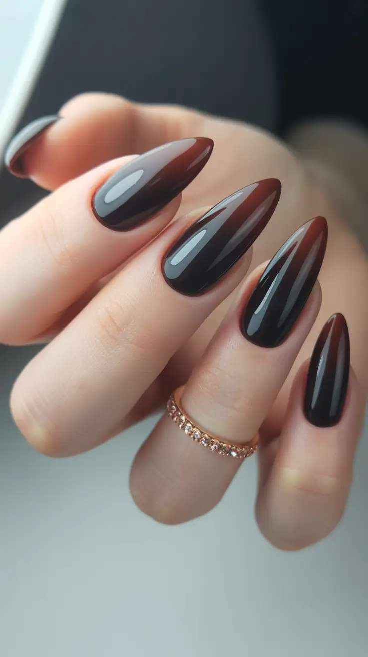 spring almond nails Deep Espresso Cat Eye Almond Elegance
