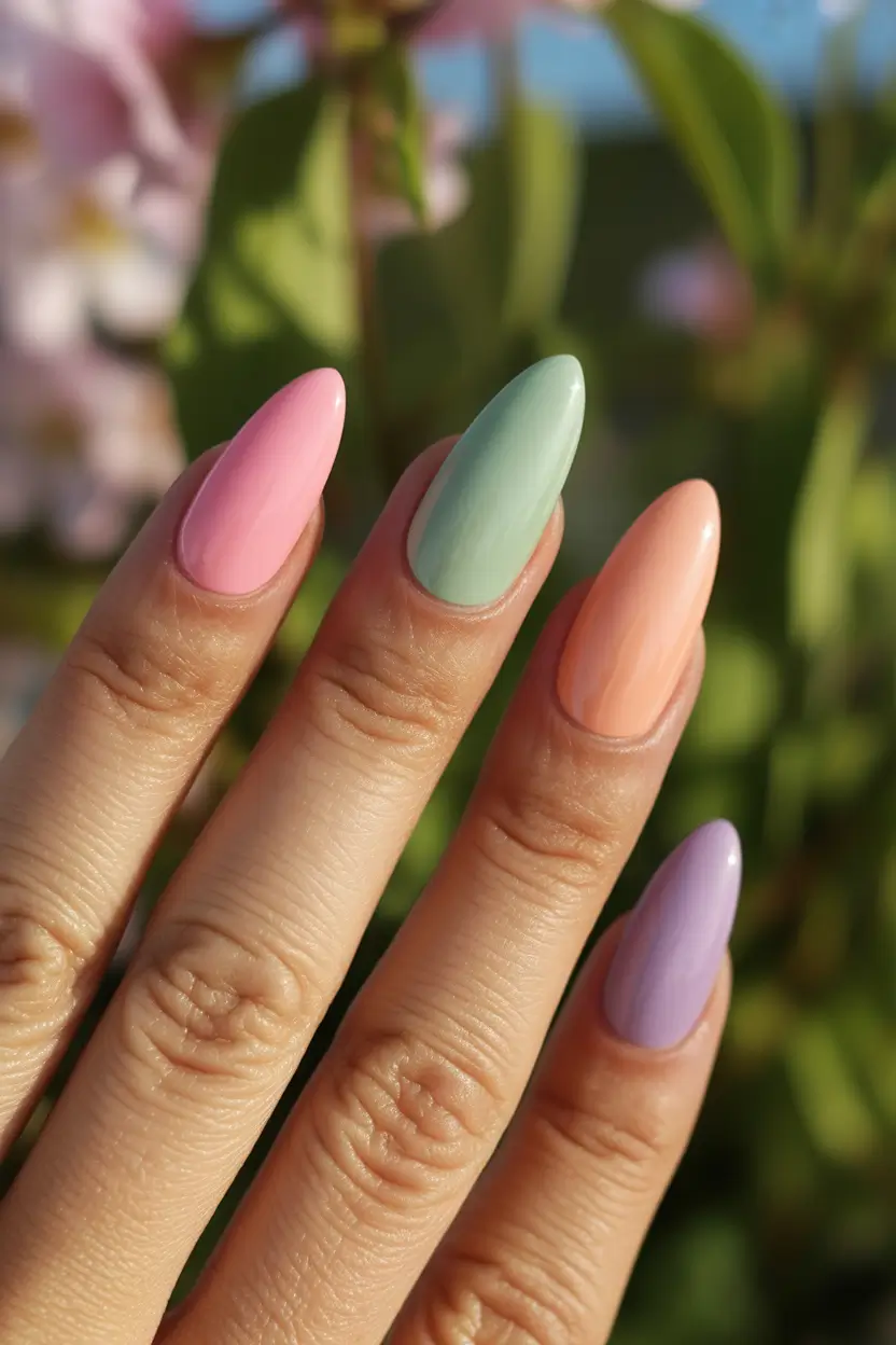 spring almond nails Soft Pastel Almond Nails Inspired by Spring Garden Colors