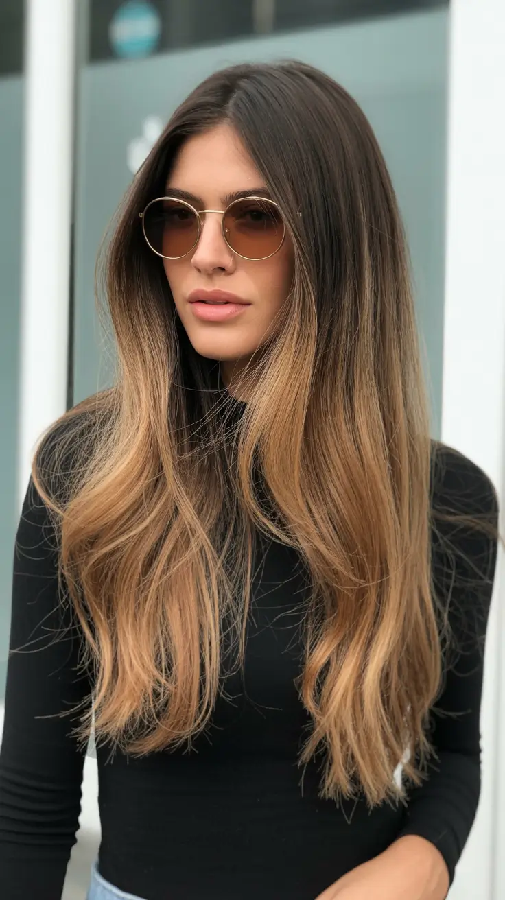 spring caramel hair color Golden Caramel Ombre With Smooth Natural Length