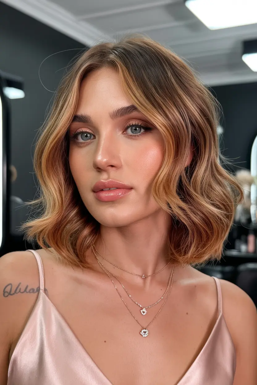 spring caramel hair color Soft Salted Caramel Bob With Modern Shine