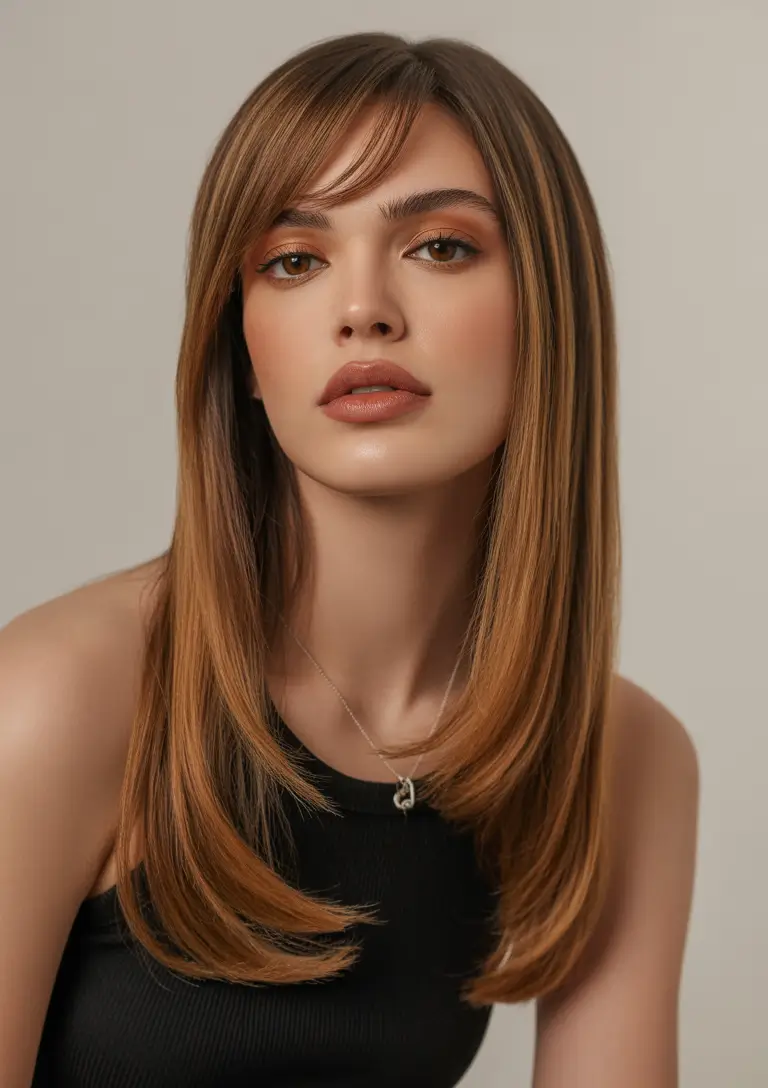 spring caramel hair color Sleek Gingerbread Caramel Layers With Smooth Finish