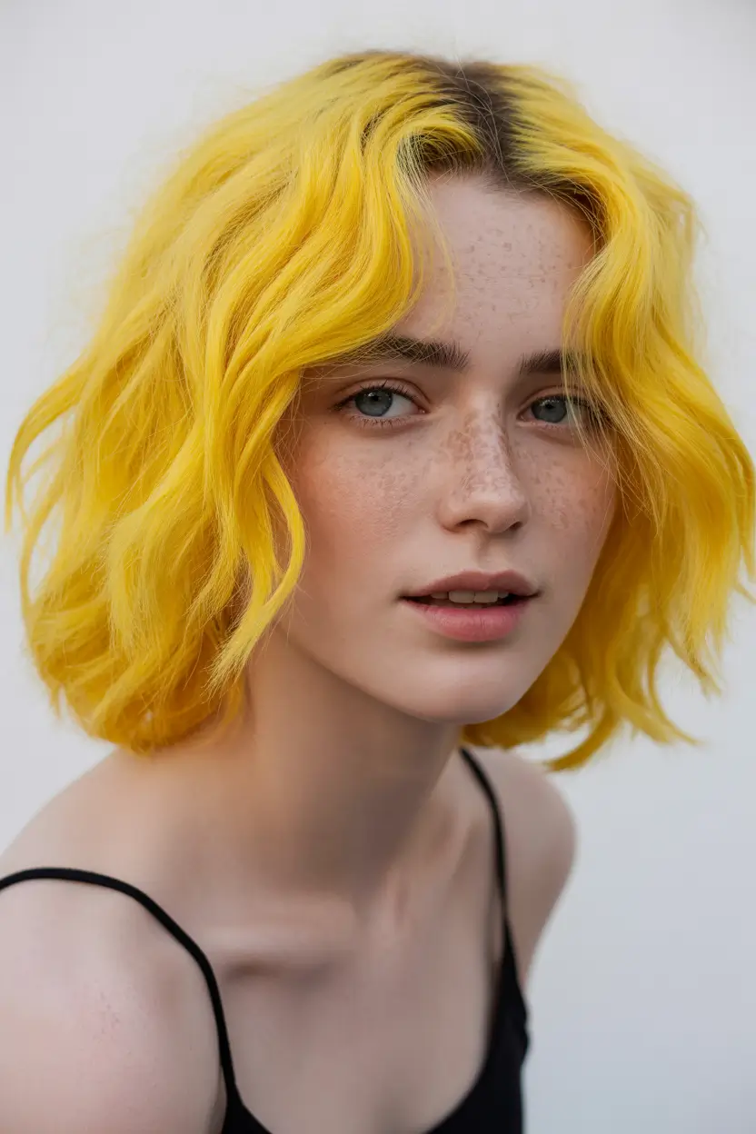 spring hair color warm skin tone Buttercup Yellow Bob For True Spring Energy
