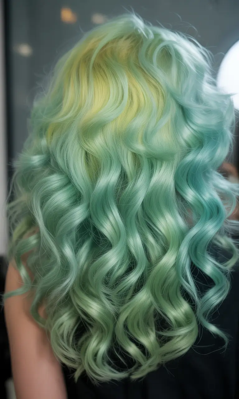 spring hair color warm skin tone Mint Green Melt With Yellow Glow