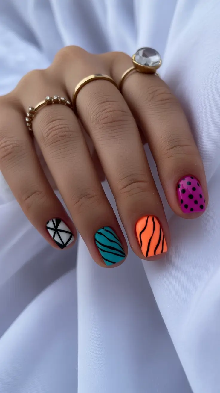 spring short nails Playful Pop Art Mix And Match Set