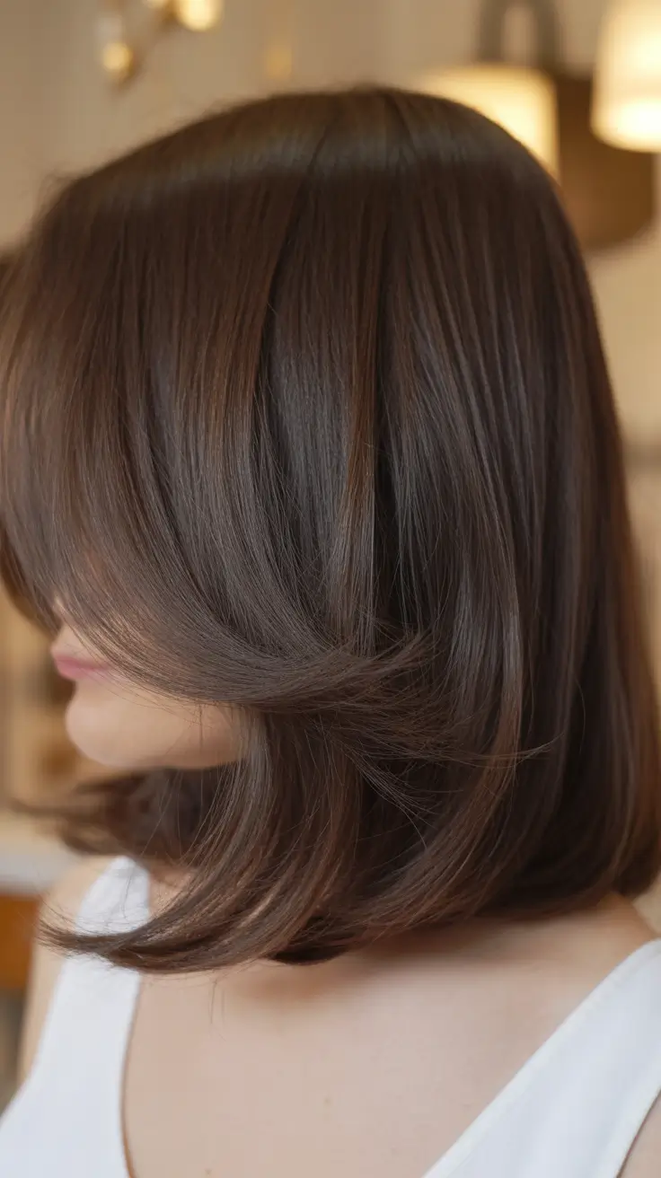spring brown hair color Sleek Straight Espresso Brown Bob With Spring Sophistication