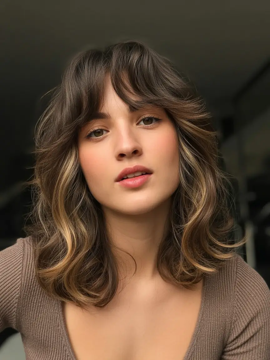 spring brown hair color Honey Highlighted Brunette Bob With Soft Retro Spring Charm