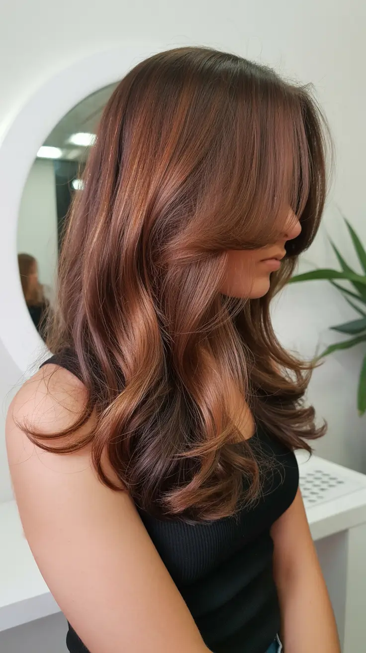 spring brown hair color Cinnamon Brunette Balayage With Lived-In Warm Dimension