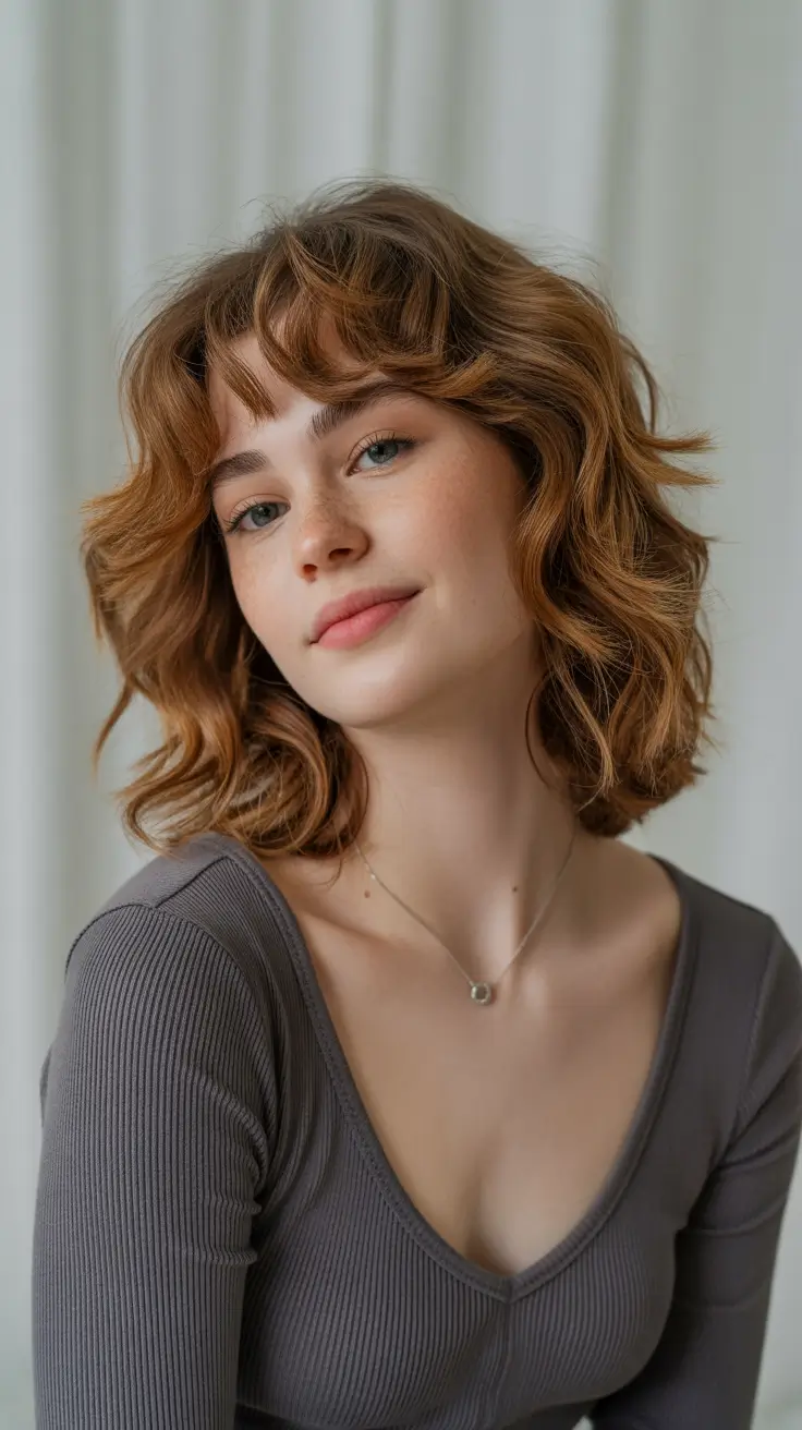 spring brown hair color Playful Warm Brown French Bob With Soft Spring Texture