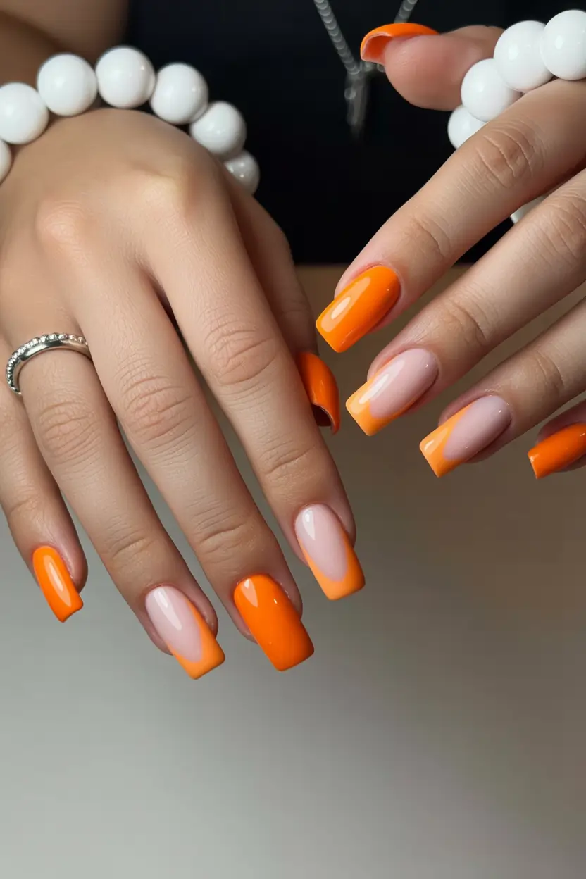 21 April nails colours 2026 Fresh Tangerine French Tips For Bright April Days
