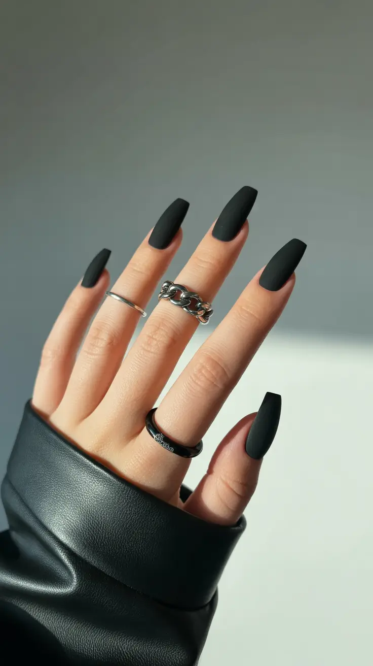 21 April nails colours 2026 Matte Graphite Nails That Feel Bold and Minimal