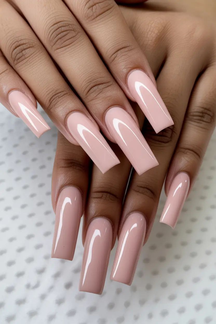 21 April nails colours 2026 Glossy Blush Coffin Nails That Always Look Expensive
