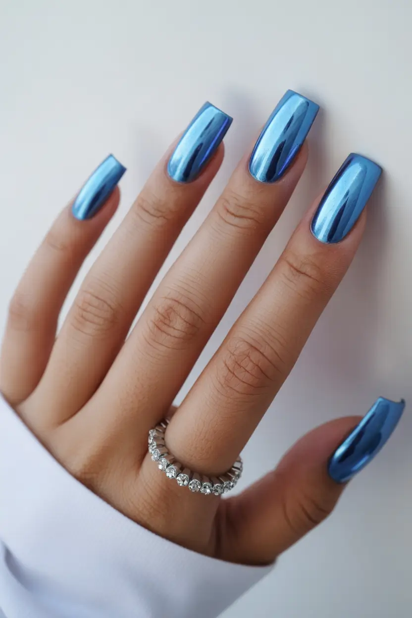 21 April nails ideas 2026 Electric Blue Chrome That Feels Bold And Modern