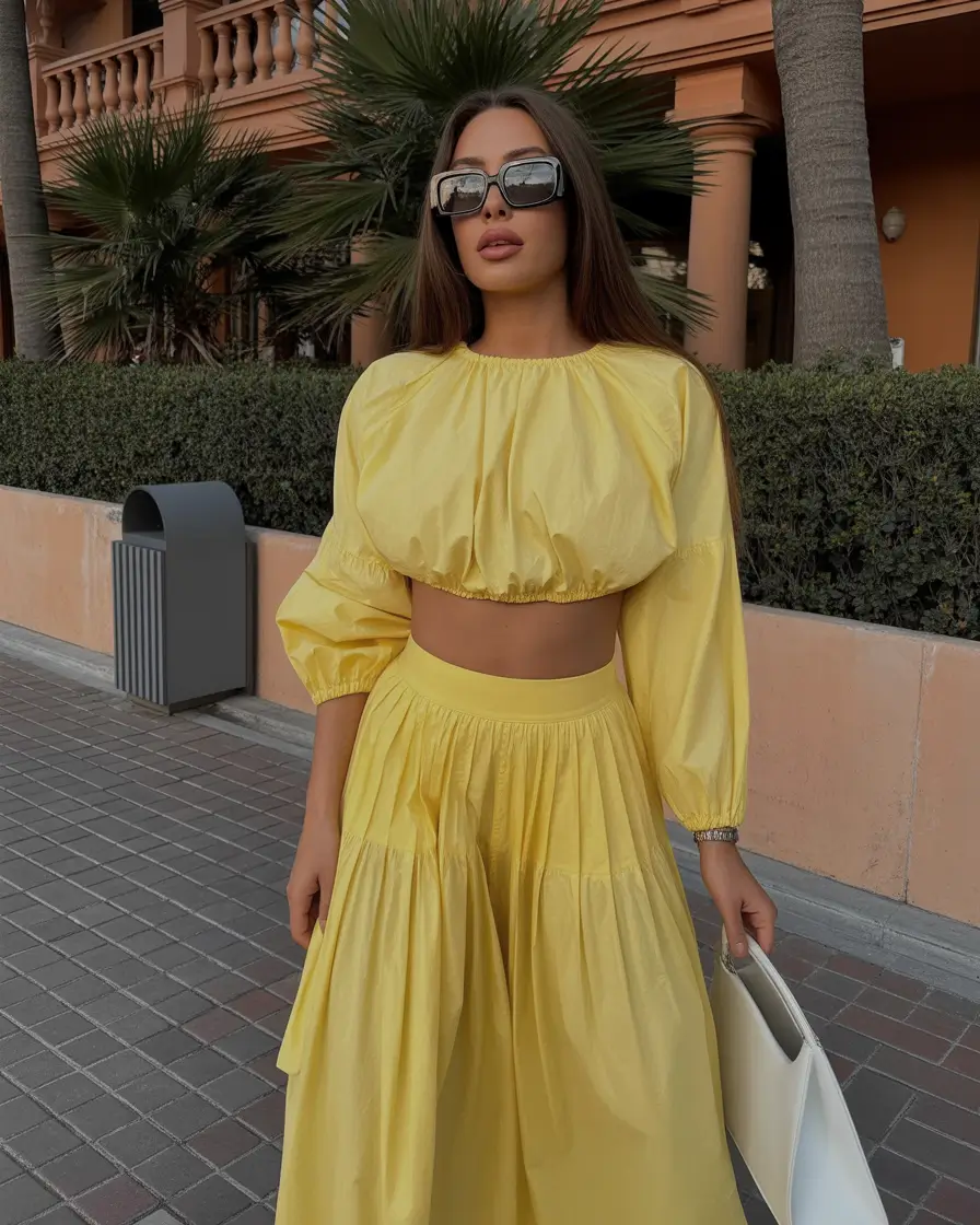 April outfits ideas 2026 Sunshine Yellow Two Piece Set for Warm April Days