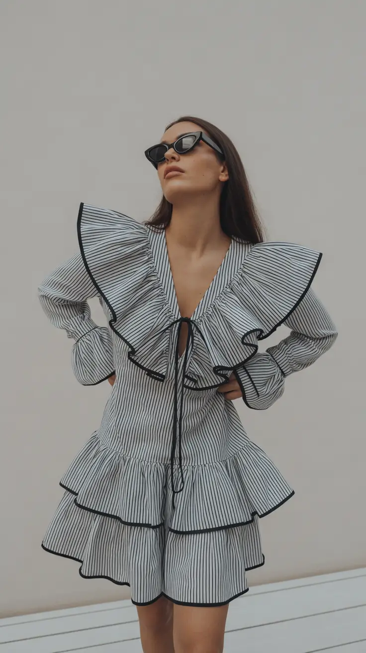 April outfits ideas 2026 Romantic Ruffled Mini Dress for Light Spring Evenings